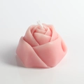 Handcrafted pink rose flower scented candle with matte wax texture on white background - Pink - Geometric Rose