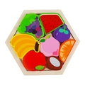 Colorful hexagonal wooden fruit puzzle toy with grape and apple pieces for kids - Theme Hexagon - Fruit