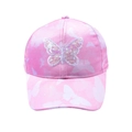 Cappellino da baseball rosa per bambini con stampa farfalle e ricamo in paillettes lucide - Rosa