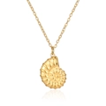 Collana minimalista in acciaio al titanio placcato oro 18K con ciondolo a conchiglia fine - Oro
