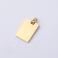 Macro detail of polished gold rectangular pendant with reflective mirror surface finish - 15*22mm / Gold