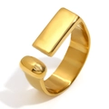 Minimalistische 18K vergulde roestvrijstalen open ring met asymmetrisch geometrisch ontwerp - US 6 / 18K Goud