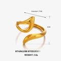 Anillo abierto minimalista de acero inoxidable dorado con curva irregular - Dorado