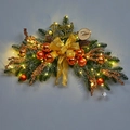 Champagne gold Christmas swag with LED lights, golden bows, and pine cones decoration - 70cm Swag Gold (With LED Lights)