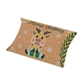 Brown kraft paper Christmas pillow candy box with reindeer patterns and snowflakes - Christmas Reindeer Blue