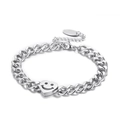 Elegante pulsera de cadena de acero inoxidable con colgante de corazón sonriente - Cara Sonriente de Corazón (KB147494-KLX) / Color Acero