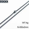 Minimalist black stainless steel chain necklace with lobster clasp, size 450x2mm and 4g weight - 45cm / Black 2mm