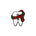Cartoon tooth enamel pin with Christmas scarf and rhinestones for festive backpack decor - Christmas Tooth with Scarf (CZ2272-1)