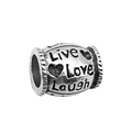 Vintage silver alloy bead with Live Love Laugh engraving for DIY jewelry - Cylindrical Live Love Laugh 10x9mm