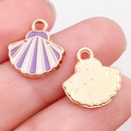 Cartoon purple shell pendant with gold plating and enamel stripes for DIY jewelry - Purple Shell 13x13