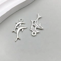 Silver dolphin alloy charm pendants in smooth and textured finish for DIY jewelry - Antique Silver Ocean Dolphin 28*17mm