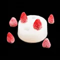 DIY silicone mold for 3D strawberry fondant with realistic texture and red finished pieces - 17-770 / Clear