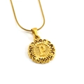 Collana catena a serpente dorata con ciondolo rotondo traforato con lettera P unisex - Lettera P