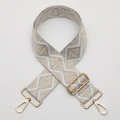 Tracolla etnica regolabile da 5cm con motivo geometrico grigio e beige dorato - No. 722 Gancio Dorato