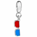 Silberner 3D-Brillen-Anhänger mit rot-blauer Emaille für DIY Perlenarmbänder - 3D-Brille (5988952208302)