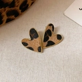 Leopard print heart earrings with gold metal frame and soft flocked texture detail - Leopard Heart Stud Earrings