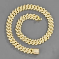 Collana a catena cubana dorata da 15mm con pavé di strass disposta a cerchi chiusi - 18 Pollici (45cm) / Oro