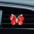 Clip per bocchetta auto a farfalla in cristallo rosso con bordo dorato decorativa - Farfalla Rossa