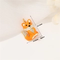 Cute orange fox pendant with white enamel and sparkling rhinestones for DIY jewelry - Fox