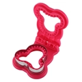 Pink bear-shaped sandwich cutter mold with stainless steel blade on white background - Rose Red Bear