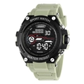 Waterproof digital sports watch in light green with black case and luminous display - Khaki