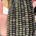 Green natural stone abacus spacer beads with unique marbled texture for DIY jewelry - 5*8mm (approx. 73 pcs/strand) / Green Patterned Stone