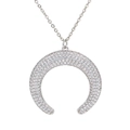 Elegante Mondsichel-Halskette für Damen mit glitzerndem Zirkonia-Inlay in Silberoptik - Silber