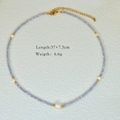 Lavender crystal beaded necklace with white pearl and gold accents in variant style - Light Purple Pearl Spacer (1138)