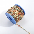 Colorful daisy flower 18K gold plated stainless steel chain for DIY jewelry making - Gold + Multi-color