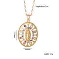 Golden Virgin Mary necklace featuring colorful cubic zirconia and detailed openwork - Hollow Oval Colorful Zirconia Virgin Mary (No. 5)