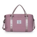 Quilted purple travel bag with diamond stitching and adjustable shoulder strap - Deep Pink