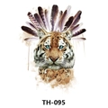 Waterproof temporary tattoo sticker with watercolor tiger head and feather design, model TH-095 - Th-095 / 210*148mm