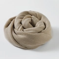 Beige linen cotton scarf with thin fabric texture on a clean white background - Khaki