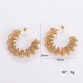 Detail view of 39mm gold geometric wire hoop earrings with size and weight specifications - Woven Large Hoop Style (AMLEH215)