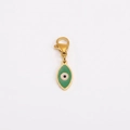 Green evil eye ferris wheel charm in gold stainless steel with enamel oil drip finish - D174-7 Gold Evil Eye Pendant (Green) 2PCS