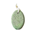 Oval green volcanic pumice stone with white hanging rope for foot exfoliation - 9x6.5x3cm Limestone Pumice / Green