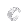 Detailed view of silver irregular hammered ear cuff with metallic glossy finish - Irregular Hammered Wide Style (VJ562 Platinum)