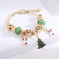 Christmas charm bracelet with gold snake chain, green beads, and holiday tree pendant - Christmas Sock Gold Green (Style 8) / 19cm