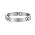 Detailansicht eines silbernen Edelstahlarmbands mit blanker Gravurplatte für Herren - 10mm / Silber
