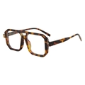 Classic double-bridge tortoise shell geometric sunglasses with rivet decorative details - Tortoiseshell Frame