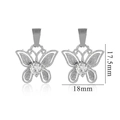 Bowknot silver earrings with sparkling center stones and textured finish dimensions 18mm x 17.5mm - Butterfly-Steel
