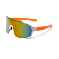 Outdoor sports sunglasses with white frame, orange temples, and colorful mirrored lenses - One Size / White Frame Red Mirror Lens