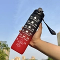 Red and black gradient 32oz sports water bottle with motivational time markings - 1000ml / Black Red