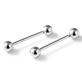 Surgical steel silver dumbbell piercing studs for tongue or nipple jewelry sets - Silver Straight Barbell Piercing
