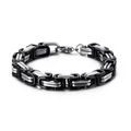 Bracciale bizantino bicolore nero e argento in acciaio titanio con moschettone - Nero Argento (8mm) / 65cm