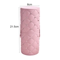 Pink quilted PU leather makeup brush holder with rhinestone accents, 21.5cm height - Pink Rhinestone Full Bucket