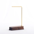 Minimalist walnut wood and gold metal jewelry stand with weighted base for earrings - L-Shaped