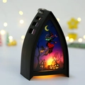 Lanterna di Halloween gotica con strega, zucca e luce LED calda decorativa - Candeliere Triangolare Di Halloween - Stile Nonna
