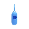 Portable blue capsule dog poop bag dispenser with hanging hook and matte finish - Pill Dispenser Blue