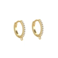 Gold plated S925 sterling silver hoop earrings with white crystals and small charms - 925 Silver / Gold Plated White Zircon